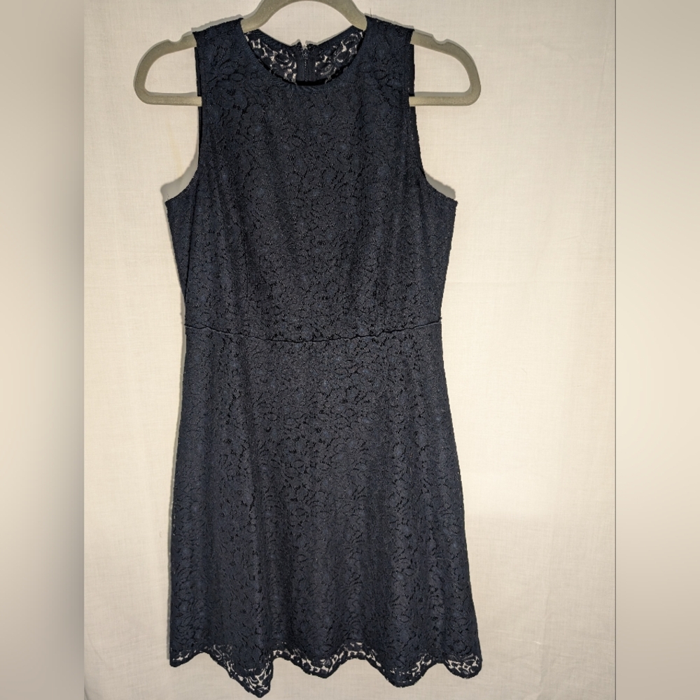 Loft Women's Sleeveless Dress Black Lace Overlay Size 4